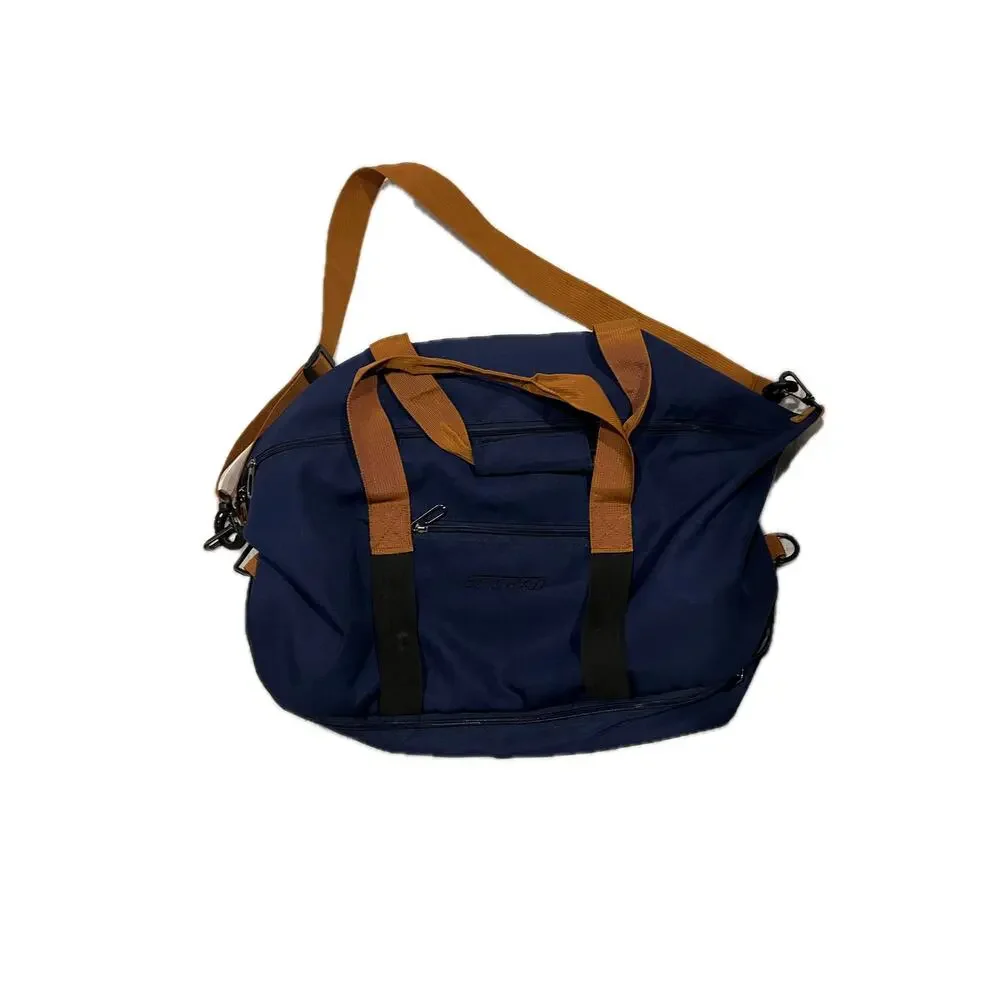 Blue Brown Canvas Totle Duffel Gym Bag 18